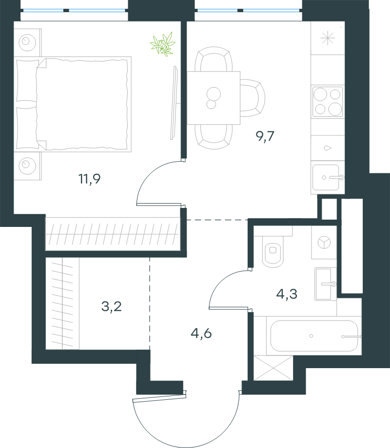 1 ккв 33,7 м²