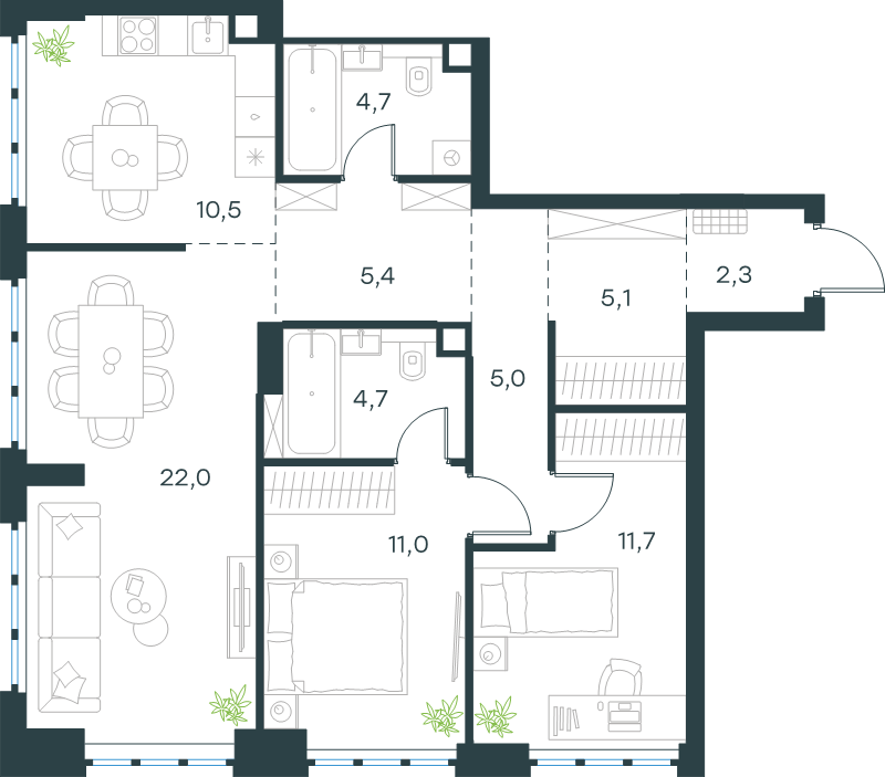 3 ккв 82,4 м²
