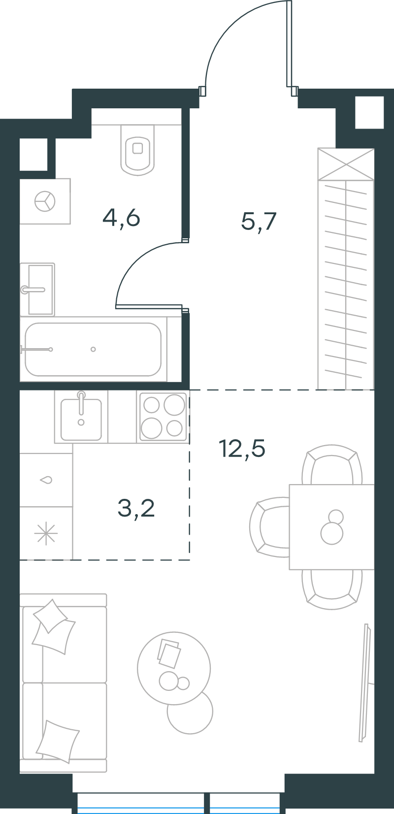 Студия 26 м²