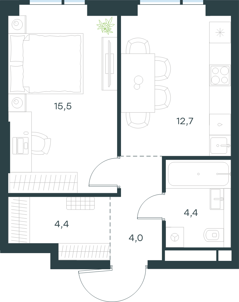 1 ккв 41 м²