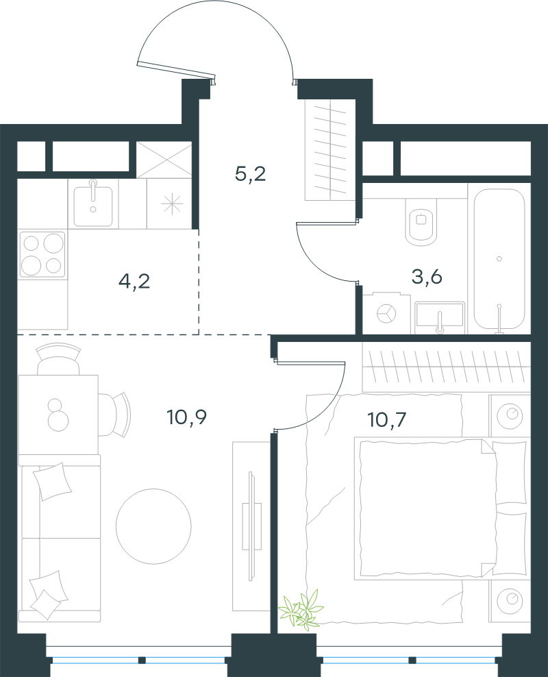 2 ккв (Евро) 34,6 м²