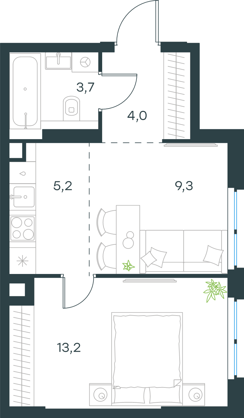 1 ккв 35,4 м²
