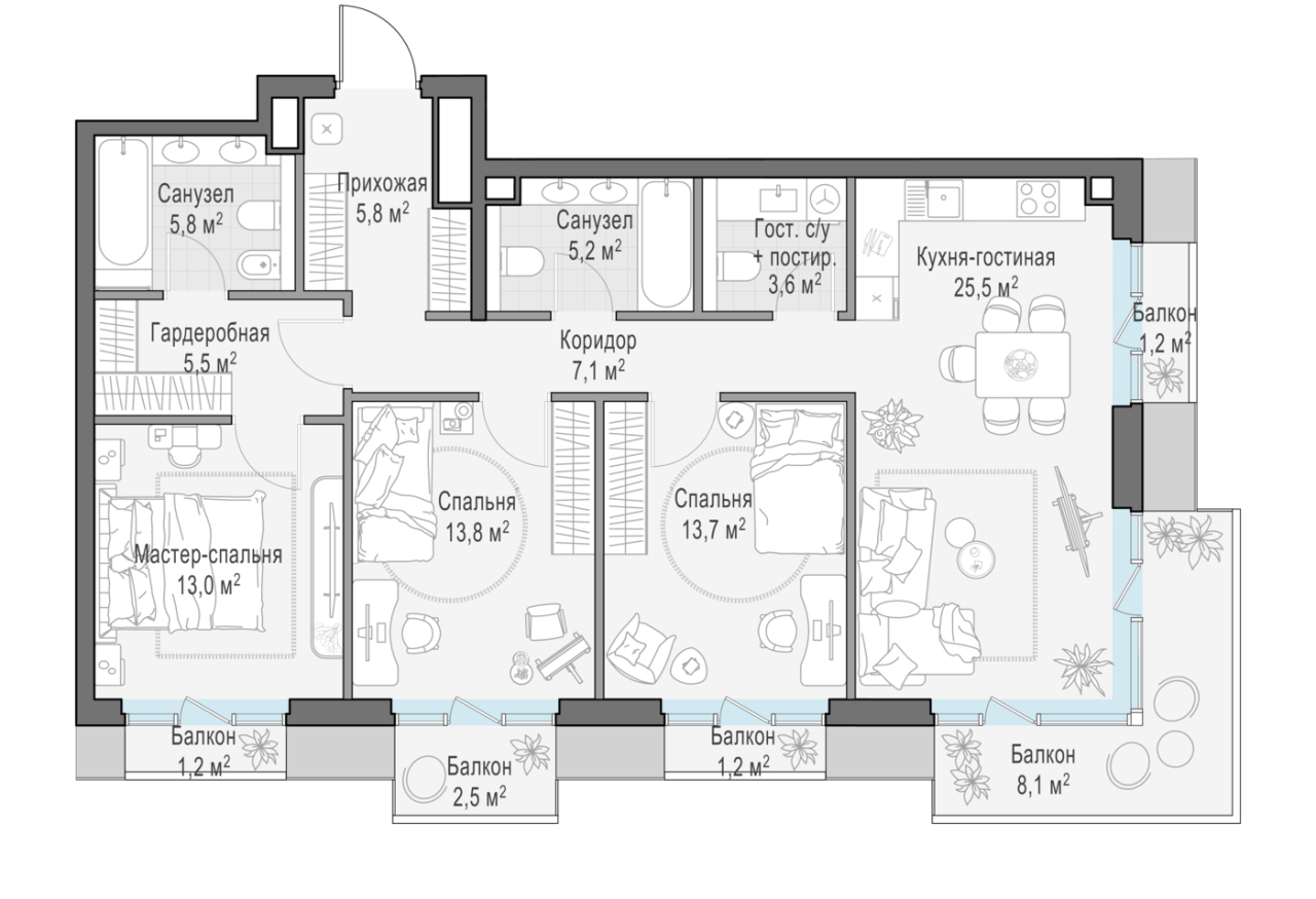 4 ккв (Евро) 103,8 м²