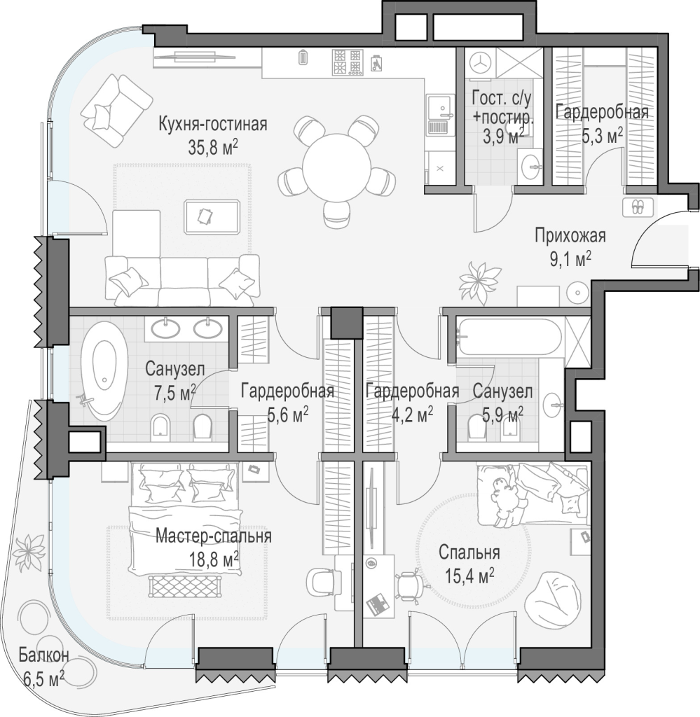 3 ккв (Евро) 117 м²