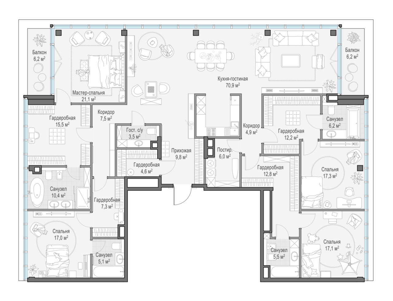 5 ккв (Евро) 259,8 м²