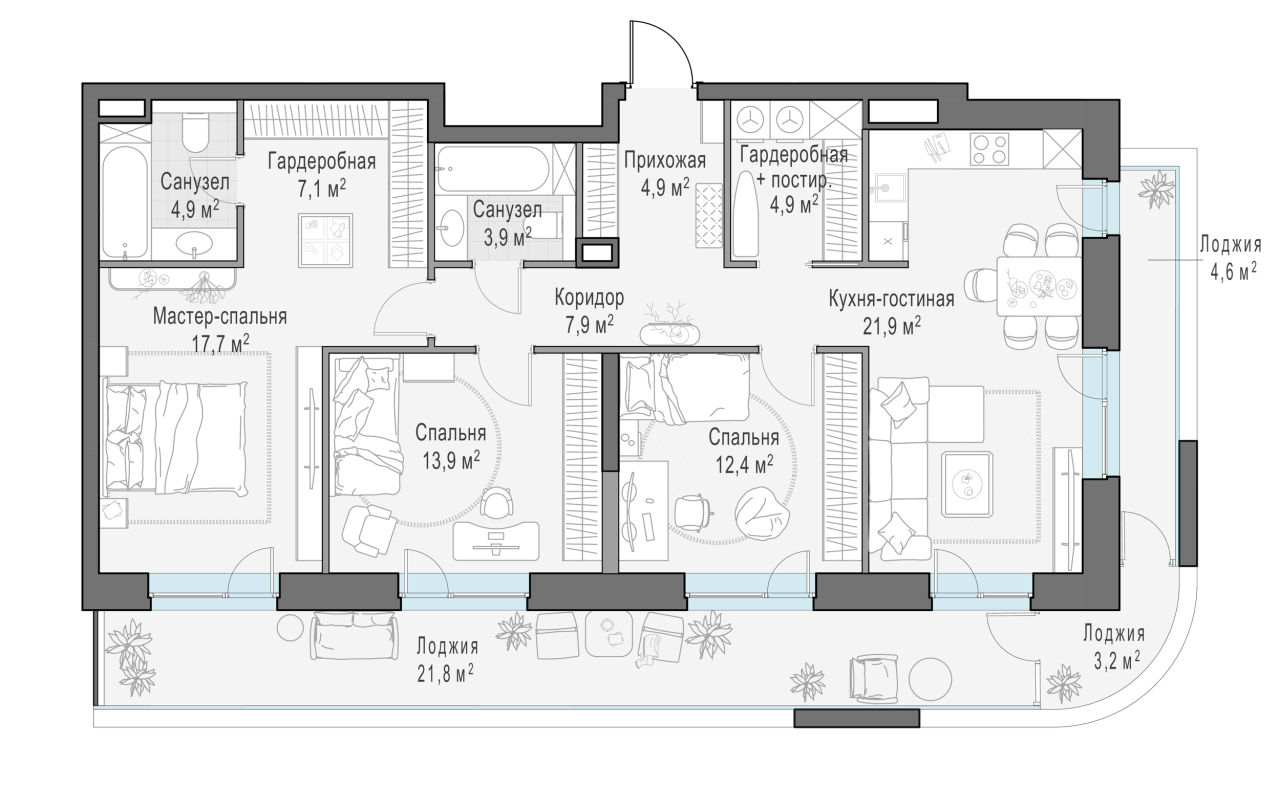 3 ккв (Евро) 115,6 м²