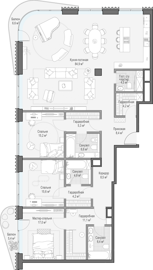 4 ккв (Евро) 205,1 м²