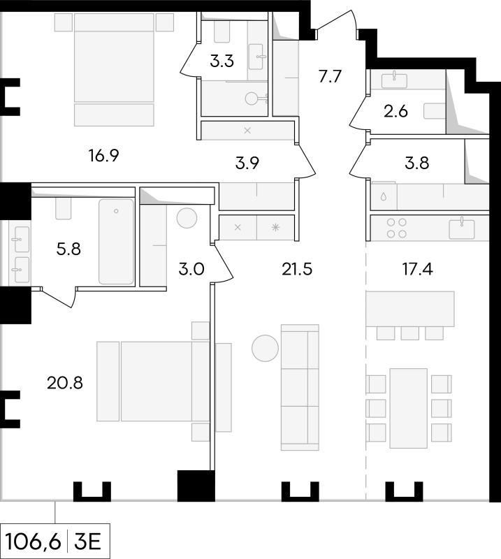 3 ккв (Евро) 110,2 м²
