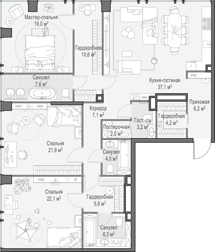 4 ккв (Евро) 157,6 м²
