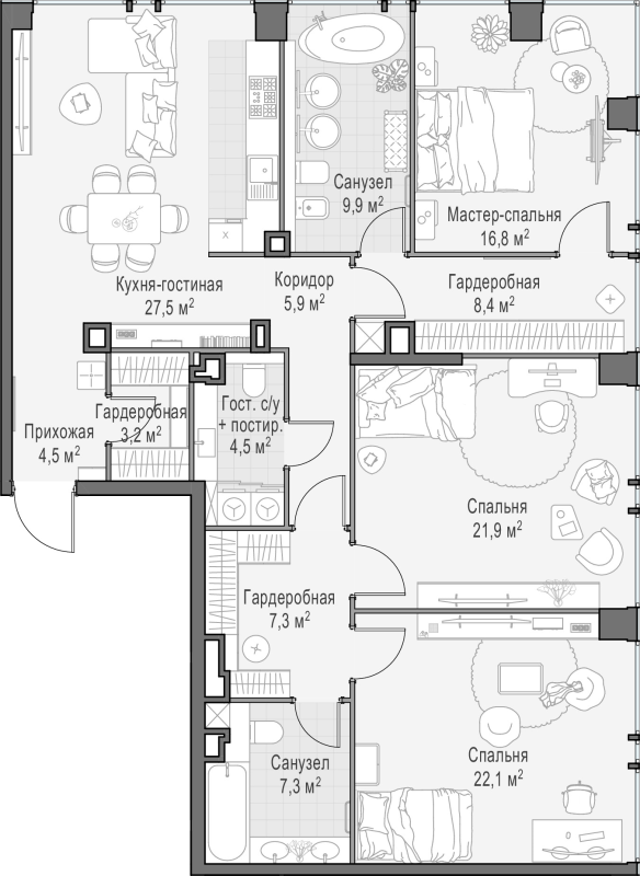 4 ккв (Евро) 139,3 м²