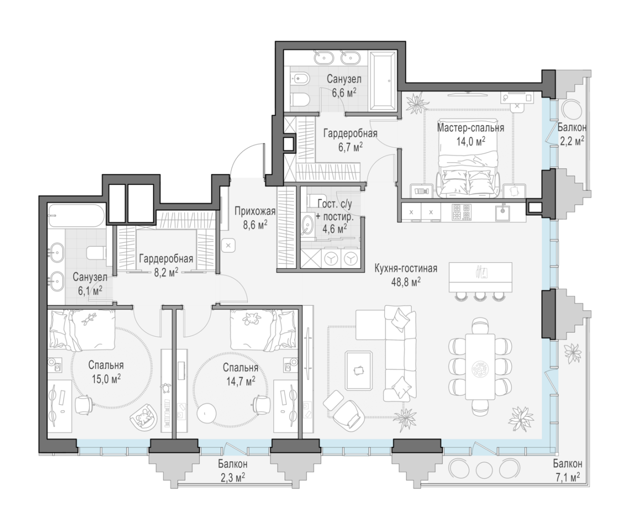 4 ккв (Евро) 136,7 м²