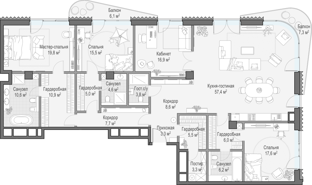 5 ккв (Евро) 212,9 м²