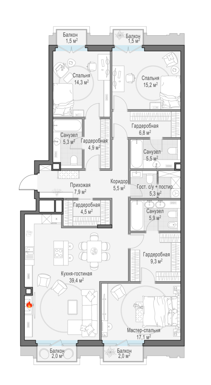 4 ккв (Евро) 151,1 м²