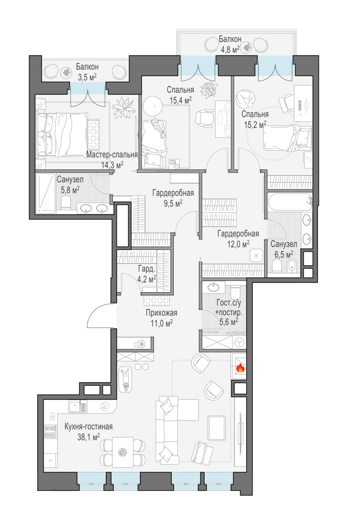 4 ккв (Евро) 140,9 м²
