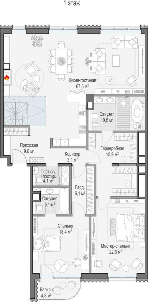 4 ккв (Евро) 166,3 м²