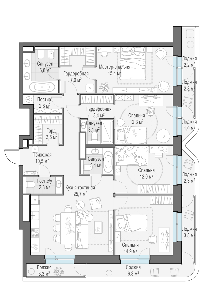 4 ккв (Евро) 136,1 м²