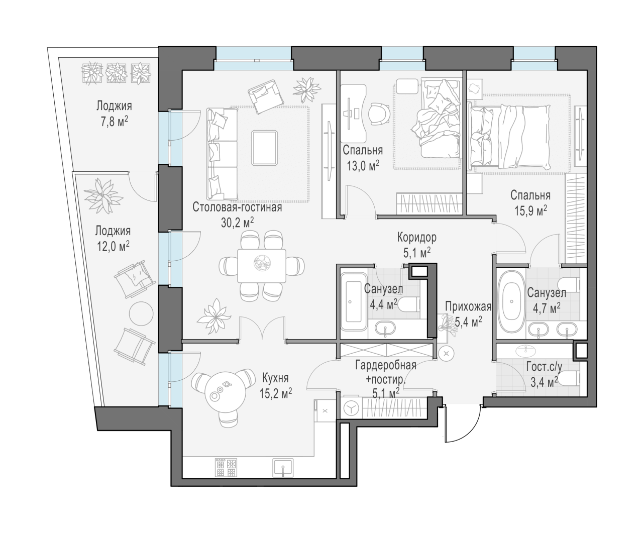 4 ккв (Евро) 112,4 м²