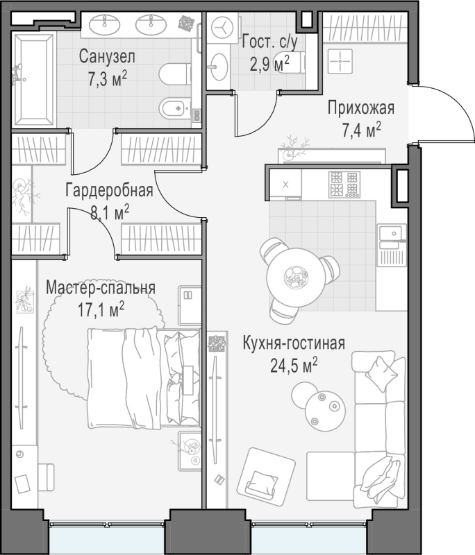 2 ккв (Евро) 67,5 м²