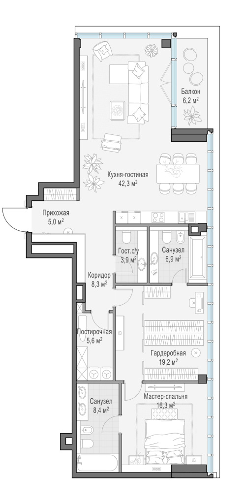 3 ккв (Евро) 118,9 м²