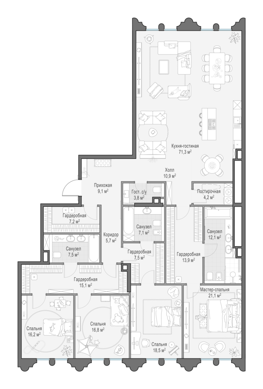 5 ккв (Евро) 249,7 м²