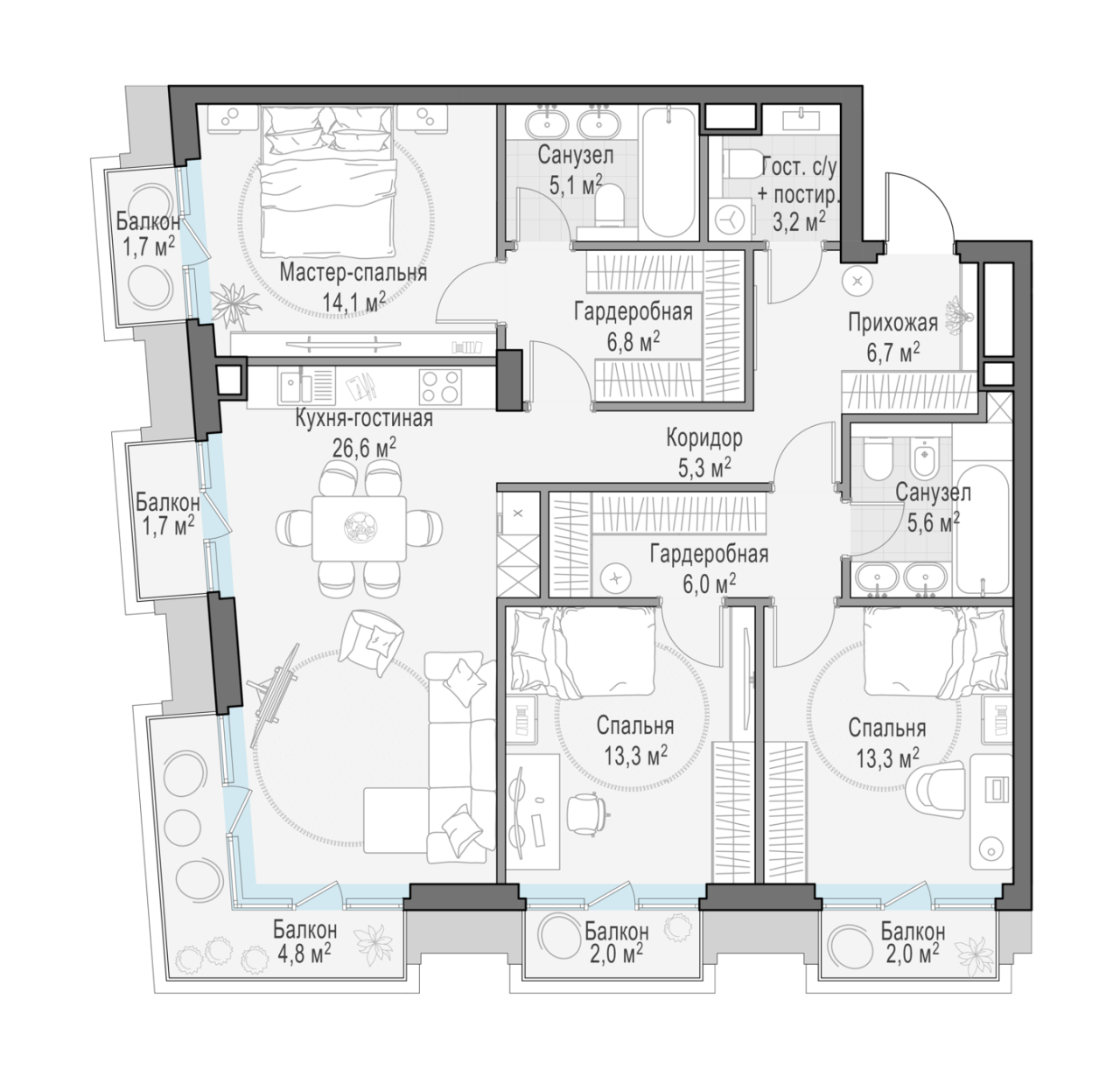 4 ккв (Евро) 111,9 м²
