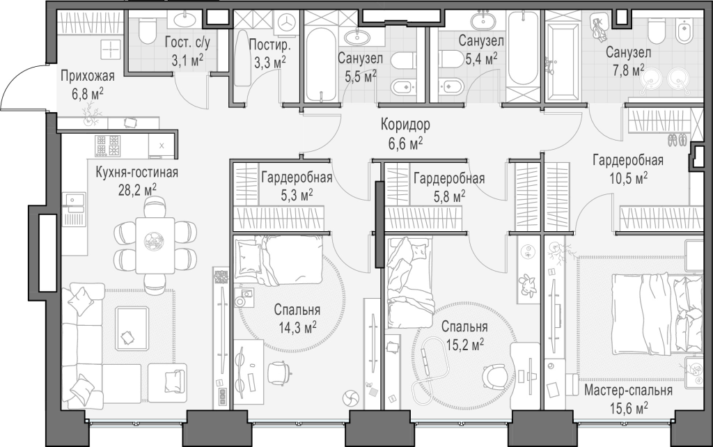 4 ккв (Евро) 134,6 м²