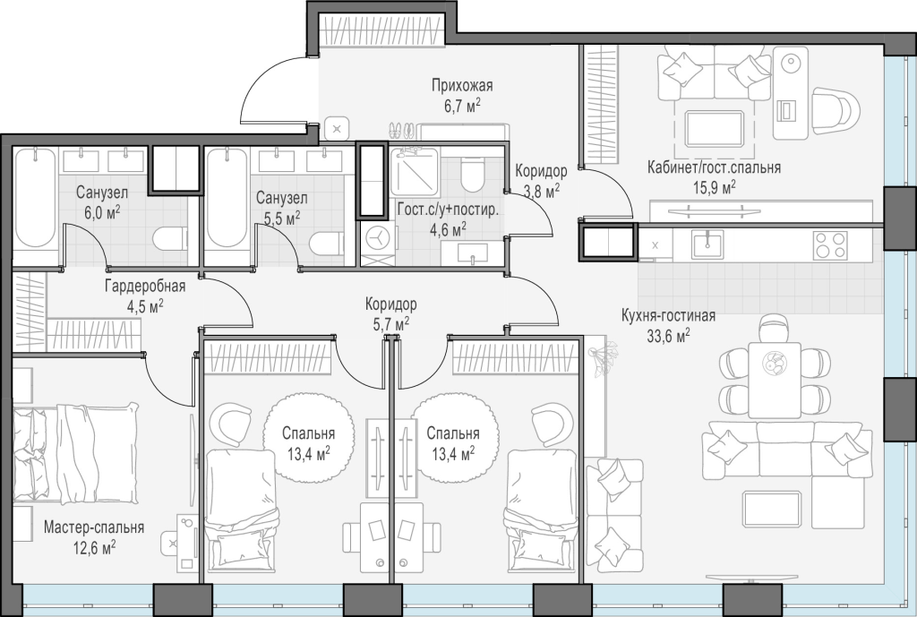 5 ккв (Евро) 125,6 м²