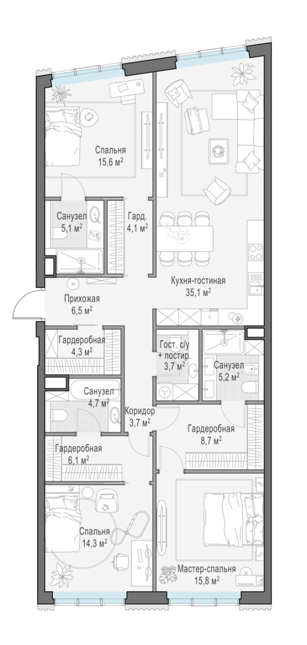 4 ккв (Евро) 132,9 м²