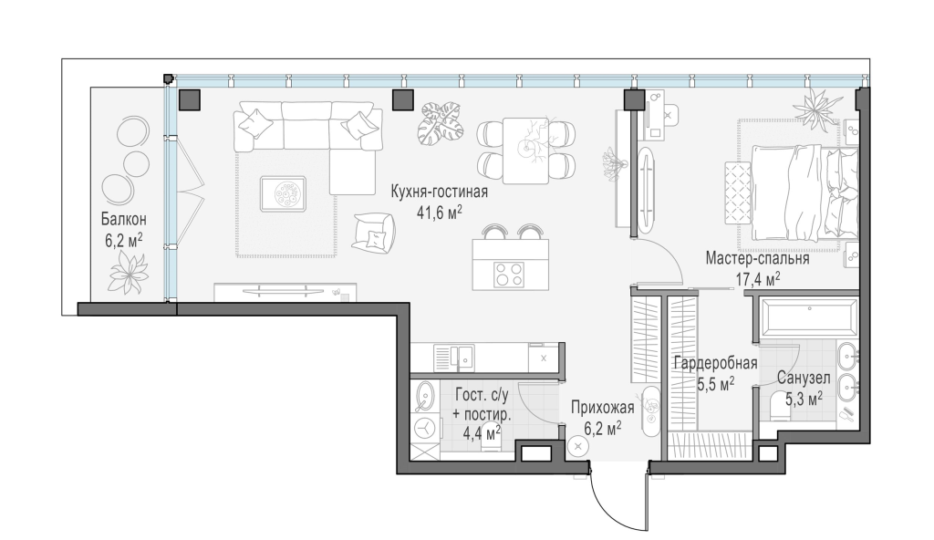 2 ккв (Евро) 83,2 м²