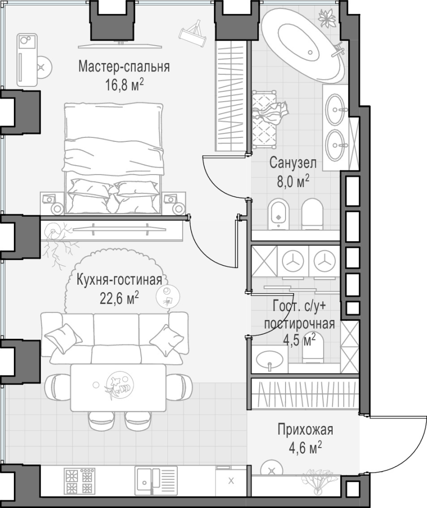 2 ккв (Евро) 56,7 м²