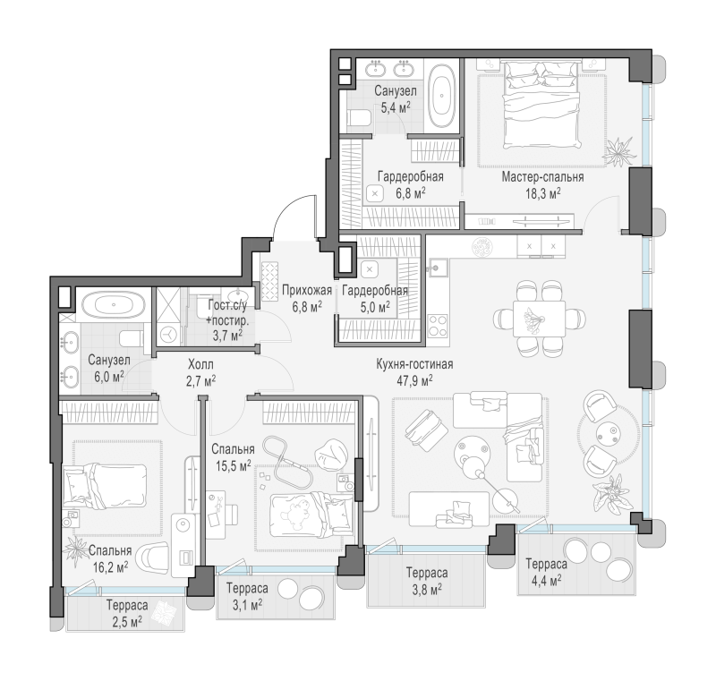 4 ккв (Евро) 141,1 м²