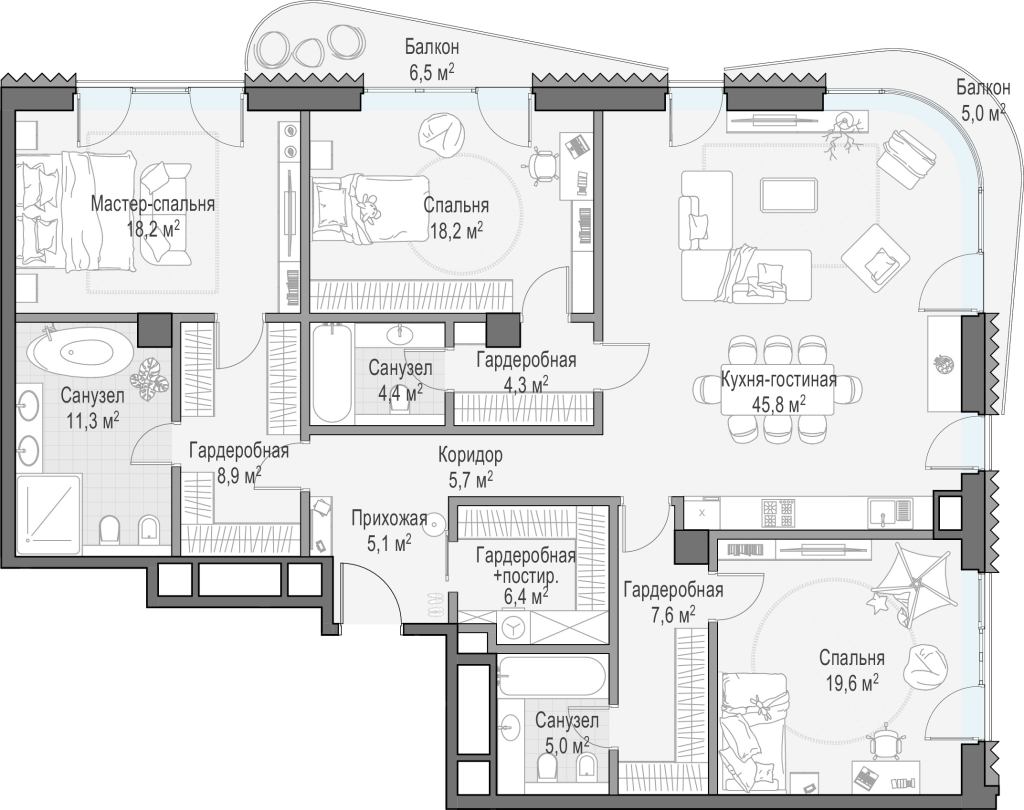 4 ккв (Евро) 169,3 м²