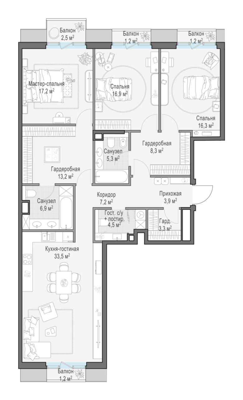 4 ккв (Евро) 138,4 м²