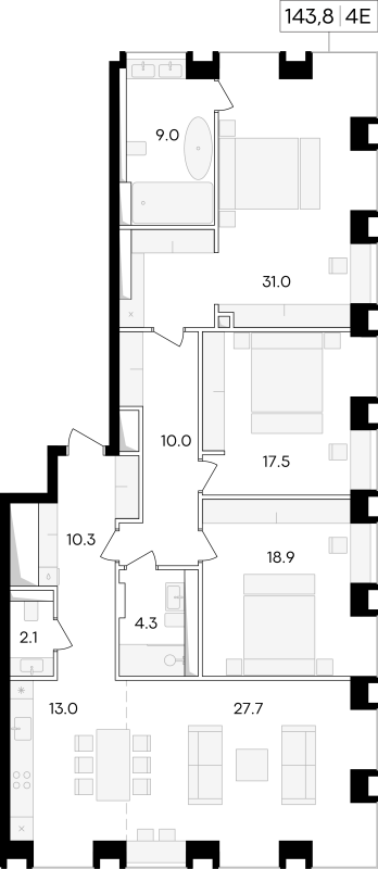 4 ккв (Евро) 148,6 м²