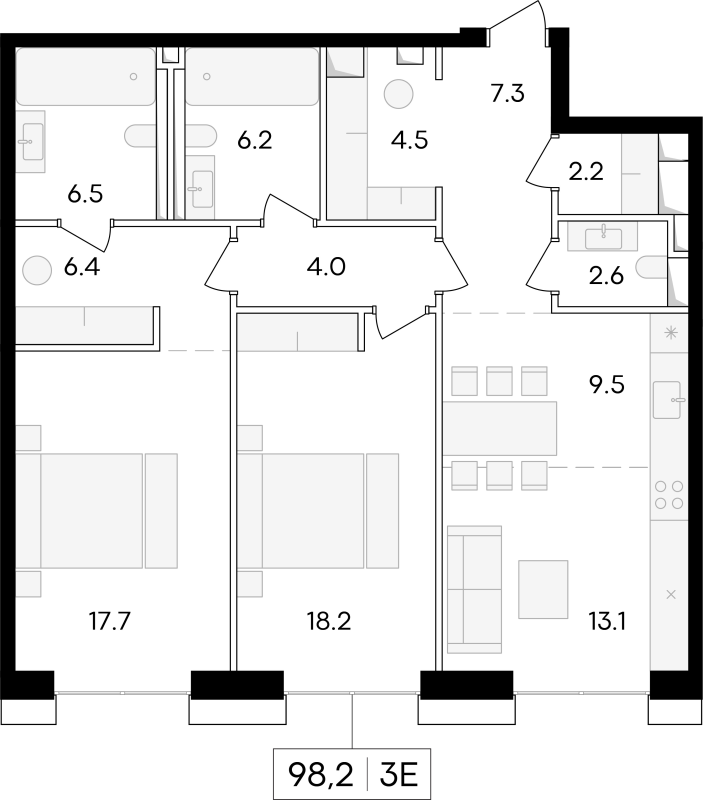 3 ккв (Евро) 99,5 м²