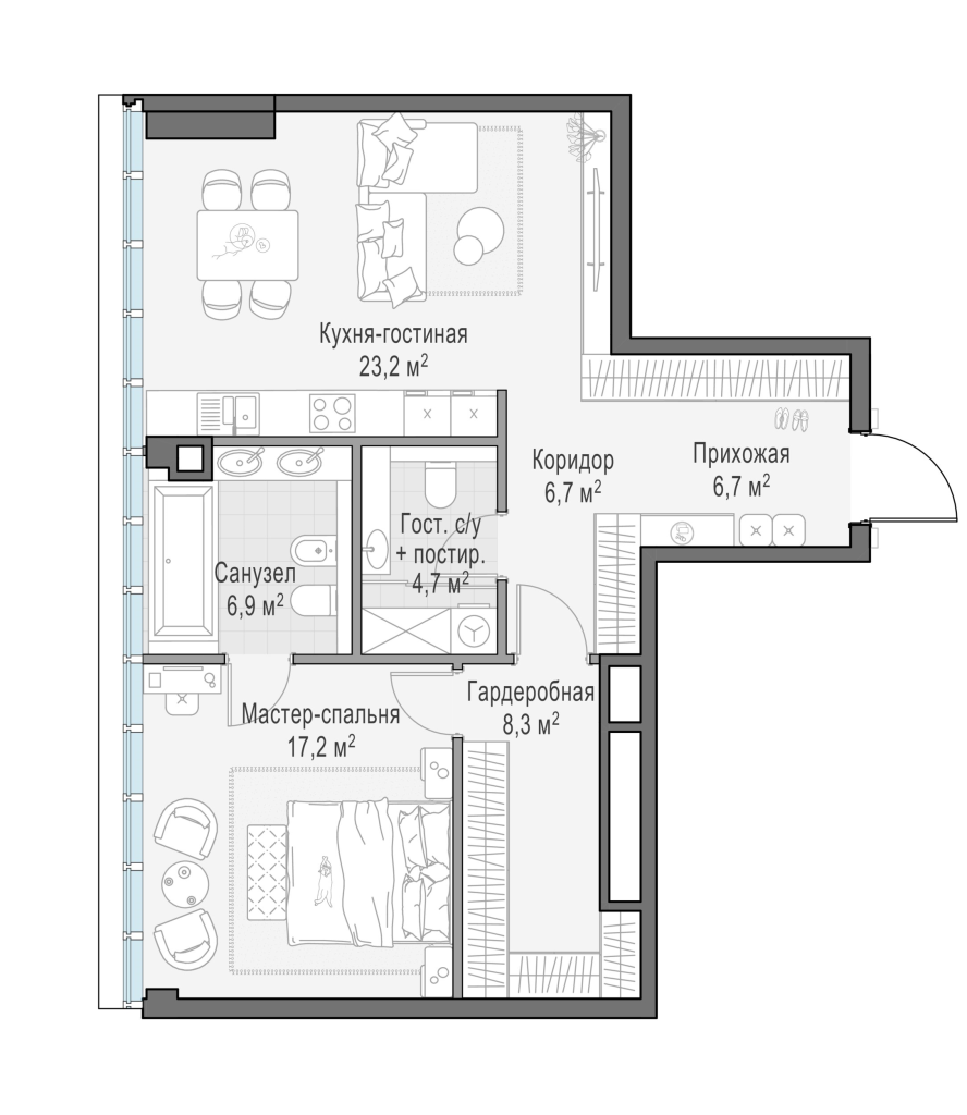 2 ккв (Евро) 73,7 м²