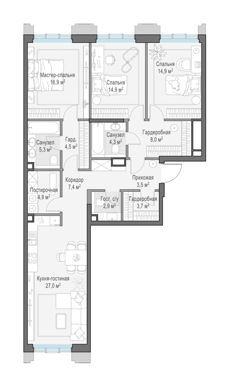 4 ккв (Евро) 118,8 м²