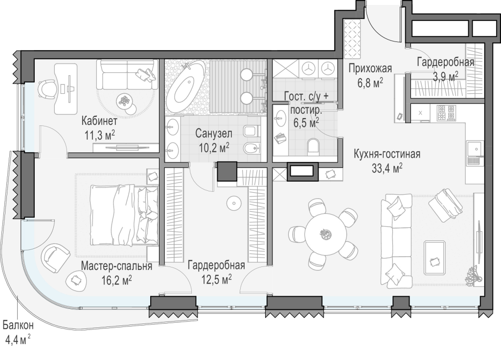 3 ккв (Евро) 105,3 м²