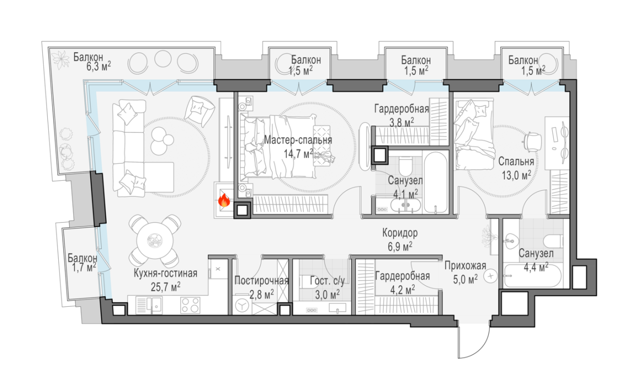 3 ккв (Евро) 94,5 м²