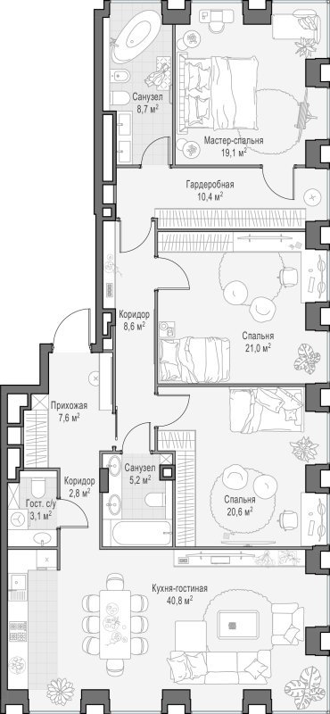 4 ккв (Евро) 148,5 м²