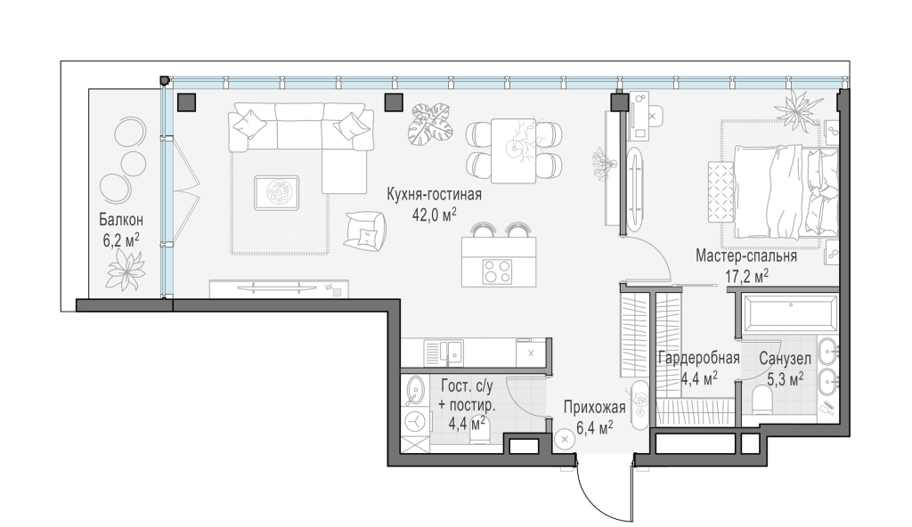 2 ккв (Евро) 82,3 м²