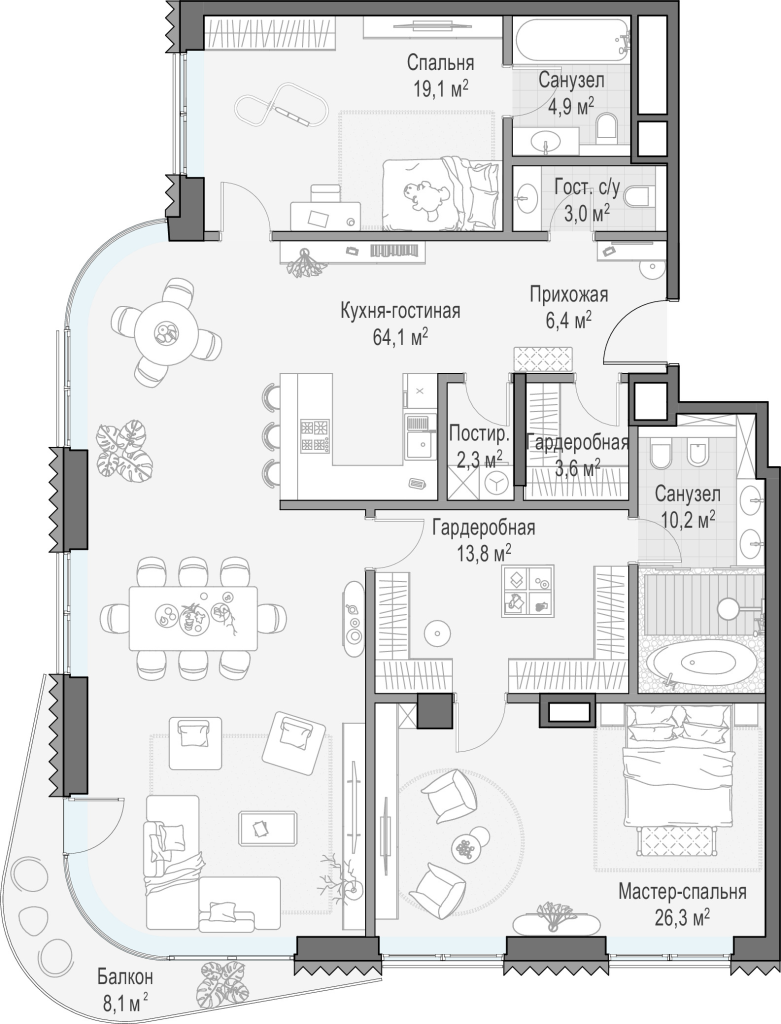4 ккв (Евро) 159,9 м²