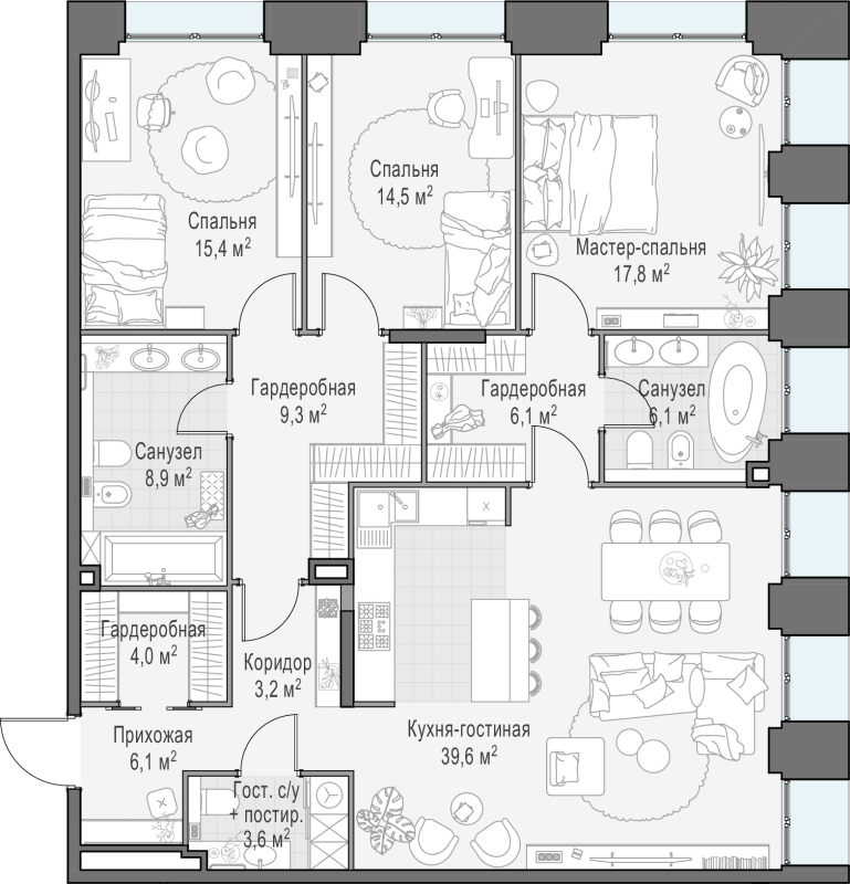 4 ккв (Евро) 135,4 м²