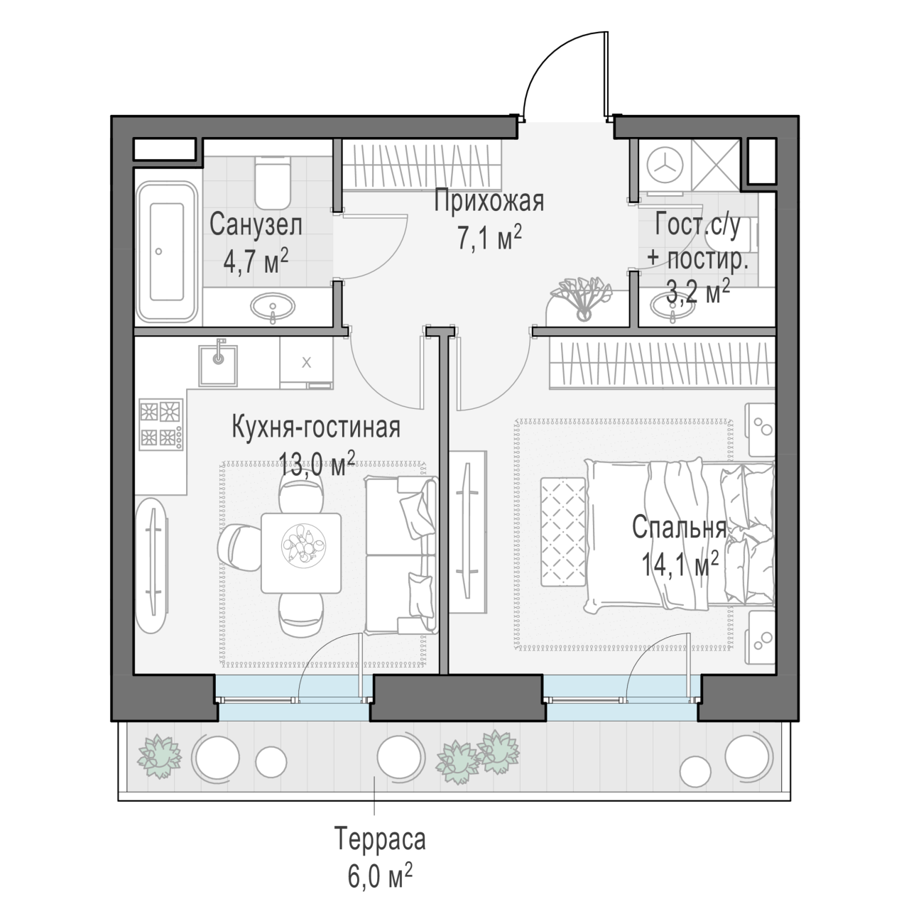 1 ккв 44 м²