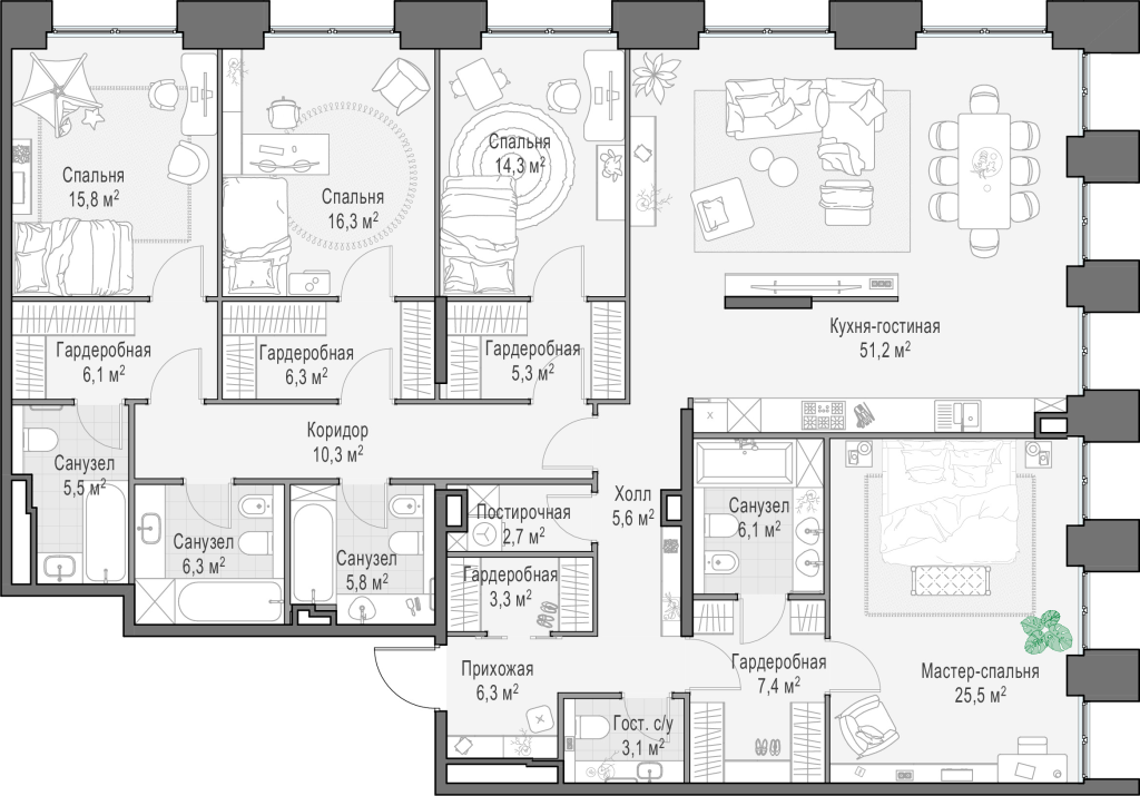 5 ккв (Евро) 204,7 м²