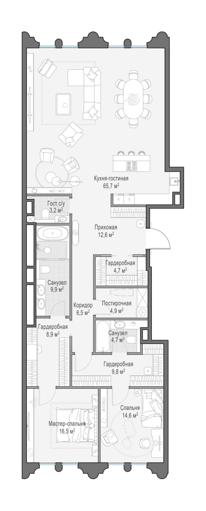 4 ккв (Евро) 161,2 м²