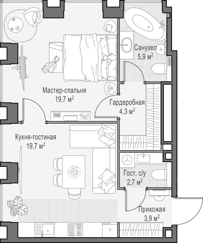 2 ккв (Евро) 56,4 м²