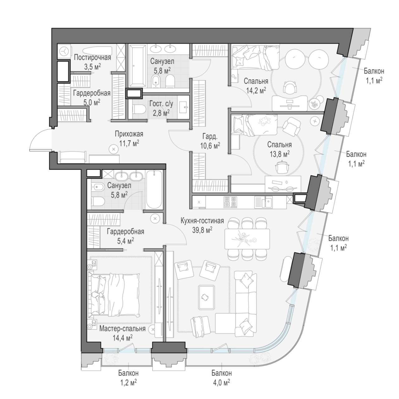4 ккв (Евро) 134,8 м²