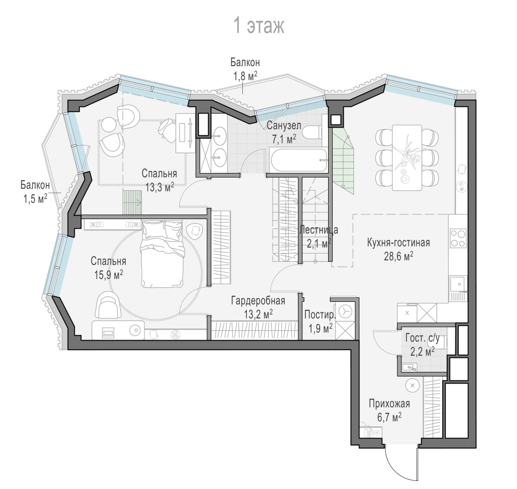 3 ккв (Евро) 125,9 м²