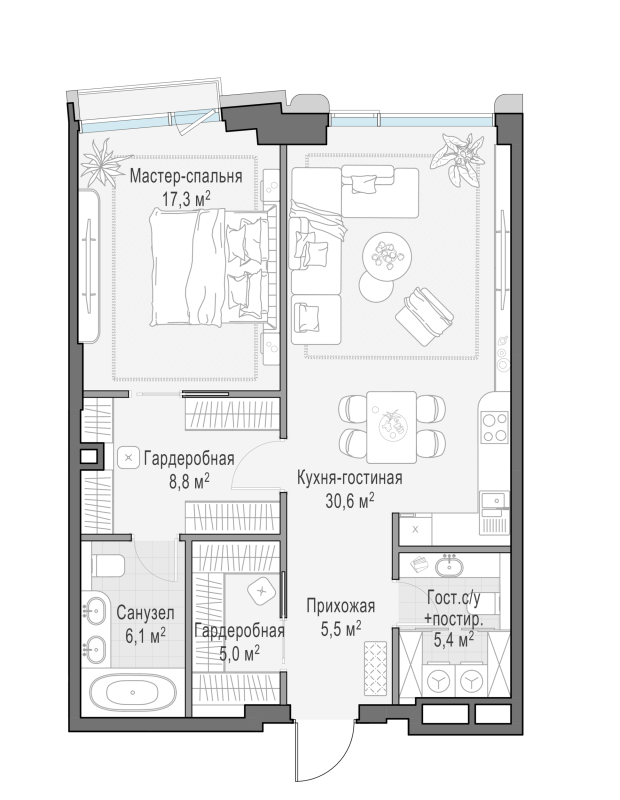2 ккв (Евро) 79,6 м²